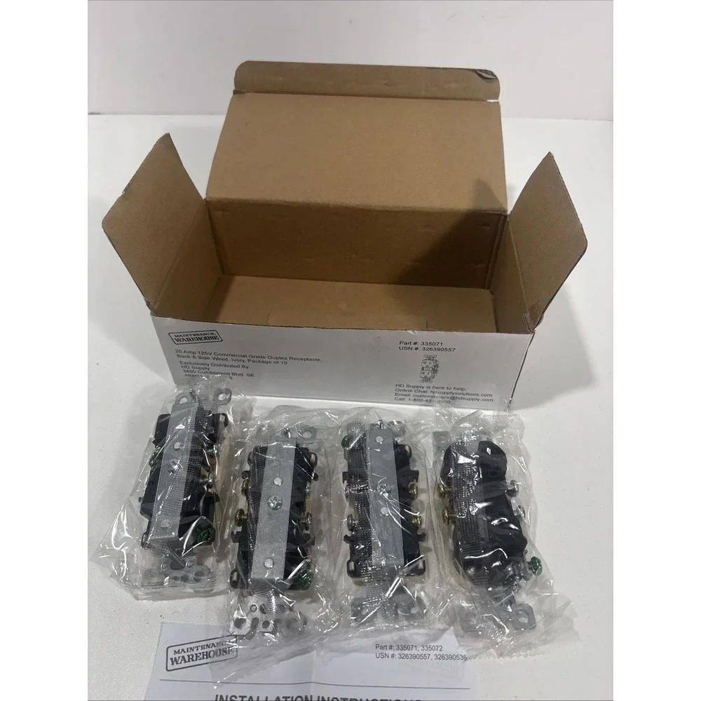 4 Pc Standard Duplex Receptacles 20 Amp IVORY‎ 20A Commercial Grade And More